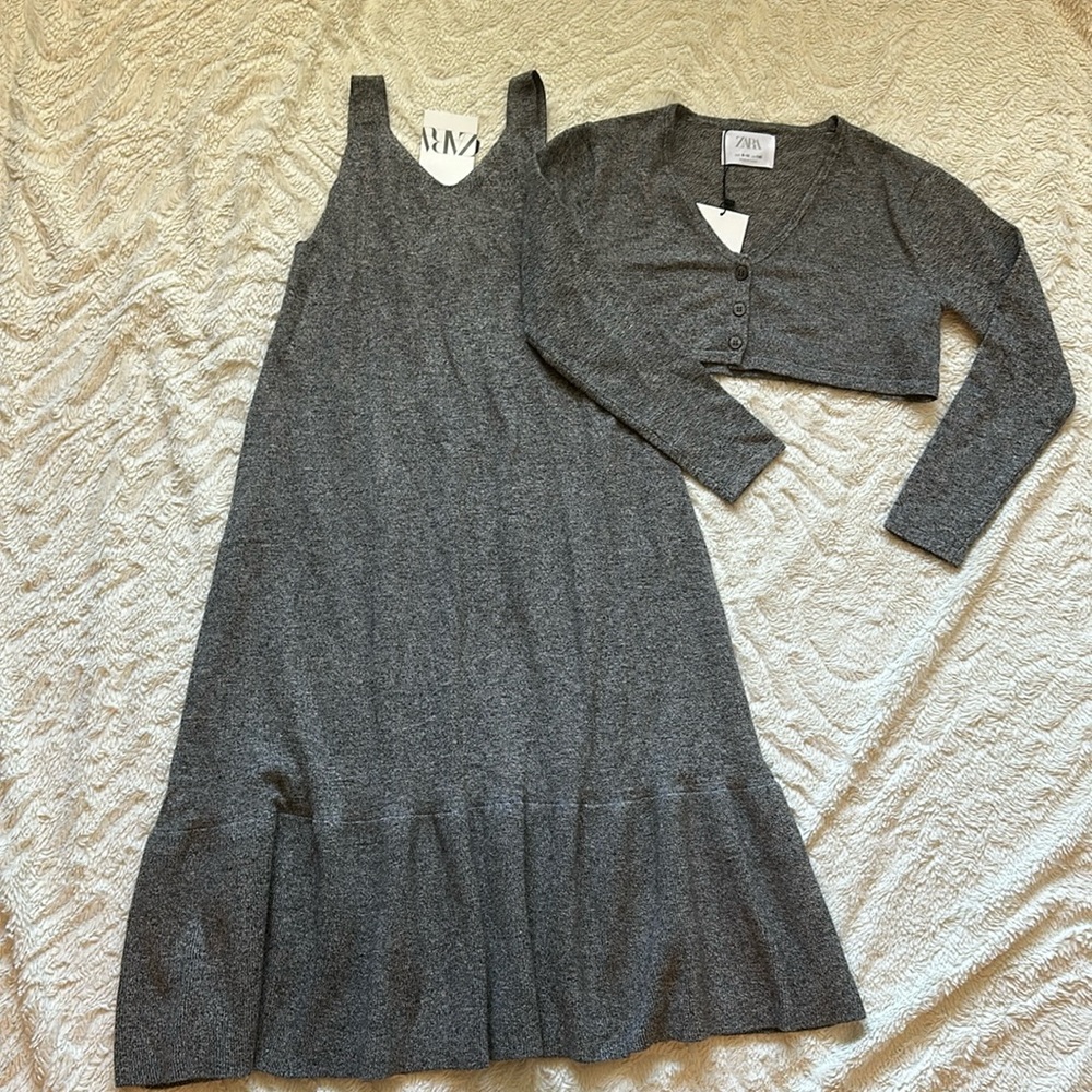 NWT Zara Sweater Dress and Crop Cardigan